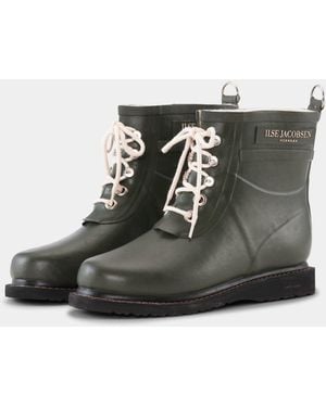 Ilse Jacobsen Rub Laced Short Rubber Boots - Black