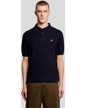 Lyle & Scott Lyle & Scott Linen Blend Short Sleeve Knitted Polo - Black