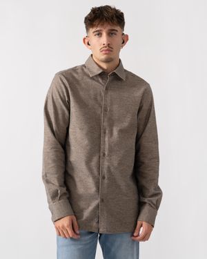 Oliver Sweeney Barnham Long Sleeve Cotton Twill Shirt - Brown
