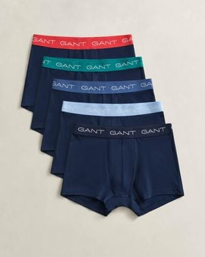 GANT 5-Pack Trunks With Multi Coloured Waistbands - Blue