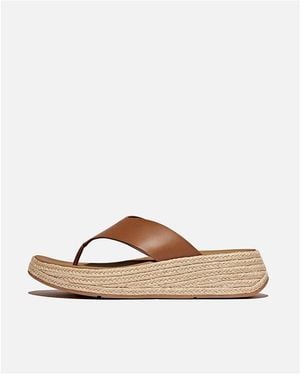 Fitflop F-mode Espadrille Leather Flatform T/post Sandals - White