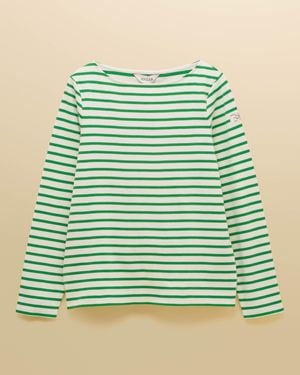 Joules New Harbour Striped Breton Top - Green