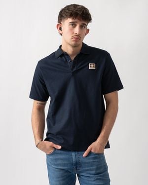 Aquascutum Stretch Piquet Badge Polo Shirt - Blue
