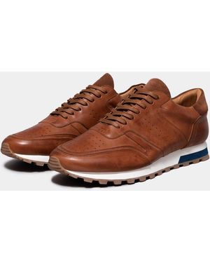 Oliver Sweeney Orjais Hand Washed Calf Leather Trainers - Brown