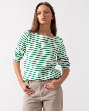 Joules Harbour Broad Stripe Breton Top - Green