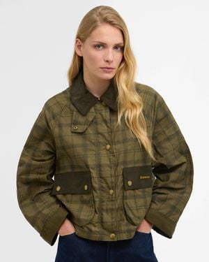 Barbour Tartan Cropped Beadnell Casual Jacket - Green