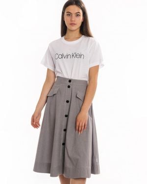 Calvin Klein Mini Gingham Button Skirt Colour: Mini Gingham - White