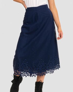 Tommy Hilfiger Helena Laser Cut Skirt - Blue