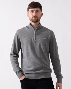GANT Classic Cotton Half Zip Jumper - Grey