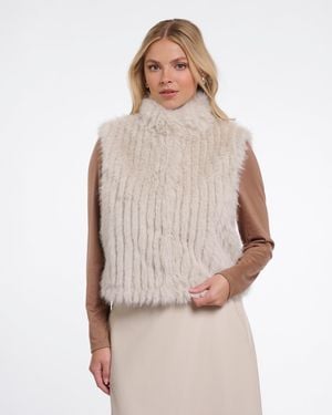 Rino & Pelle Dava Faux Fur Waistcoat With Button Closure - Natural