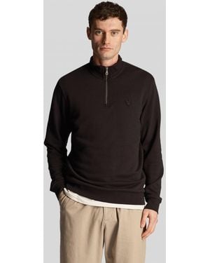 Lyle & Scott Tonal Eagle Quarter Zip Sweatshirt - Black