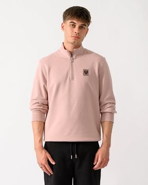 Belstaff Logo Quarter Zip Sweatshirt - Pink