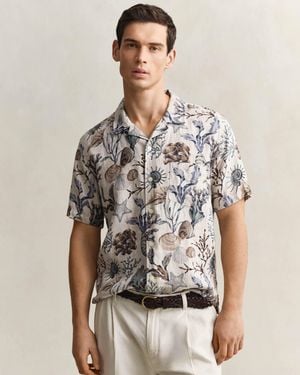 GANT Regular Fit Aop Camp Collar Shirt - Brown