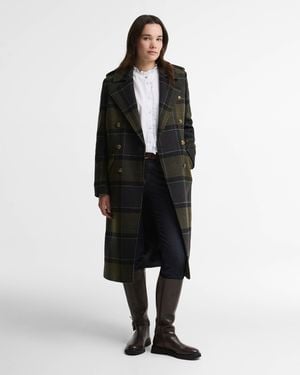 Barbour Cottesmore Checked Wool Coat - Black