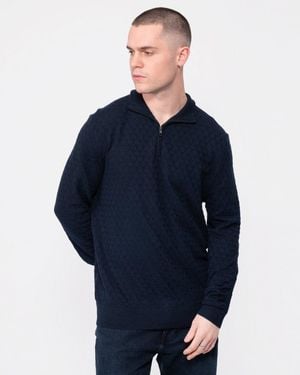 Ted Baker Kurnle Long Sleeve T Knit Funnel Neck Jumper - Blue