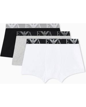 Emporio Armani 3-Pack Boxers With Bold Monogram Logo Waistband - Black