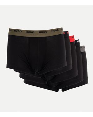 HUGO 5-Pack Stretch-Cotton Trunks With Logo Waistbands - Black