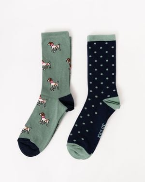Joules Everyday 2 Pack Socks - Green