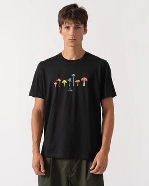 Paul Smith Ps Regular Fit Mushrooms Graphic T-Shirt - Black