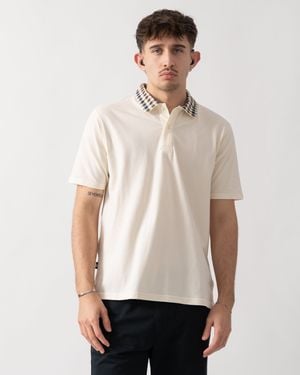 Aquascutum Club Check Collar Polo Shirt - Natural