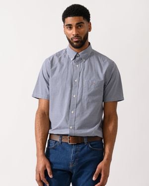 GANT Regular Fit Classic Poplin Gingham Short Sleeve Shirt - Blue