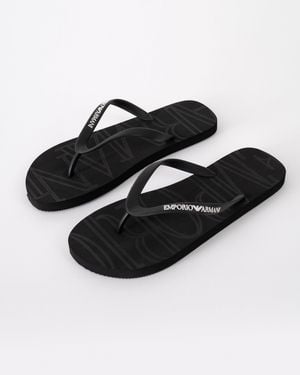 Emporio Armani Flip Flops With Logo Strap - Black