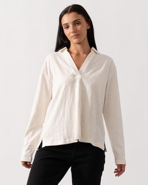 Joules Tallie Slub Long Sleeve Top - Natural