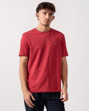GANT Regular Fit Short Sleeve Shield Logo T-Shirt - Red
