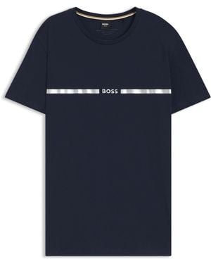 BOSS Metallic Stripe Logo T-Shirt - Blue