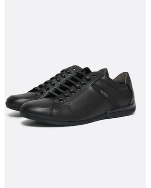 BOSS Saturn Leather Lux Low Profile Trainers - Black