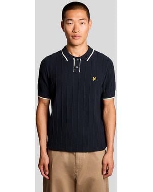 Lyle & Scott Tipped Pique Knitted Polo Shirt - Blue