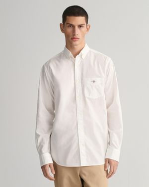 GANT Regular Fit Long Sleeve Poplin Shirt - White