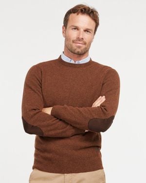 Barbour Essential Patch Crew-Neck Jumper - Brown