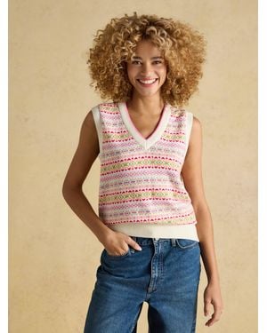 Joules Islay V-Neck Knit Tank Top - Blue
