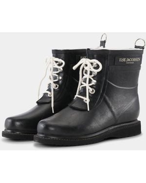 Ilse Jacobsen Rub Laced Short Rubber Boots - Black