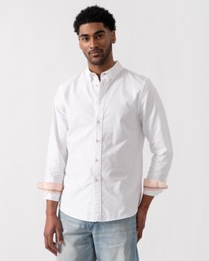 Paul Smith Ps Long Sleeve Tailored Fit Shirt With Button Down Collar - White