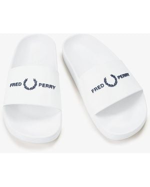 Fred Perry Branded Slider - White