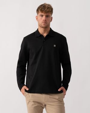 HUGO Dinote Long Sleeve Polo Shirt - Black