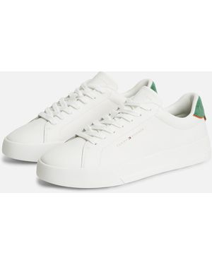 Tommy Hilfiger Court Leather Detail Trainer - White