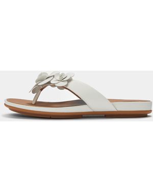 Fitflop Gracie Flower Leather Flip-Flops - White