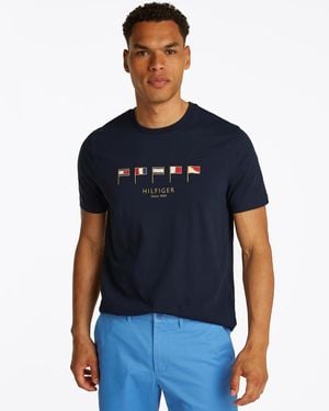 Tommy Hilfiger Multi Flags T Shirt - Blue