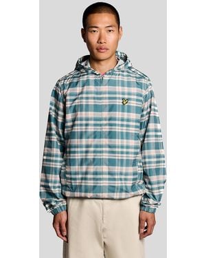 Lyle & Scott Tartan Lightweight Hooded Jacket - Blue