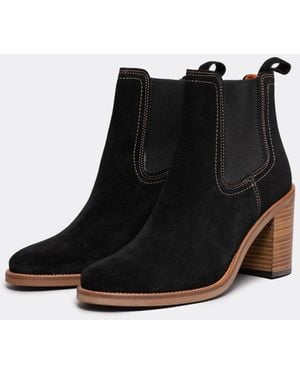 Penelope Chilvers Paloma Suede Heeled Chelsea Boots - Black