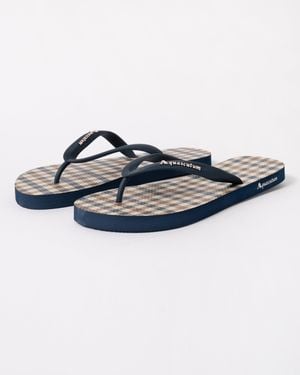 Aquascutum Iconic Flip-Flops With Club Check Print - Blue