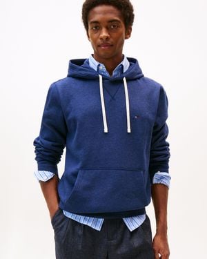 Tommy Hilfiger Essential Flag Embroidery Fleece Hoodie - Blue