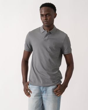 BOSS Passenger Stretch-Cotton Slim-Fit Polo Shirt With Logo Patch - Grey