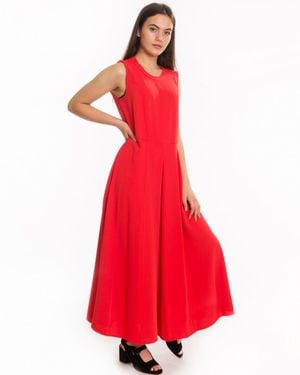 Calvin Klein Smooth Twill Buttoned Dress - Red