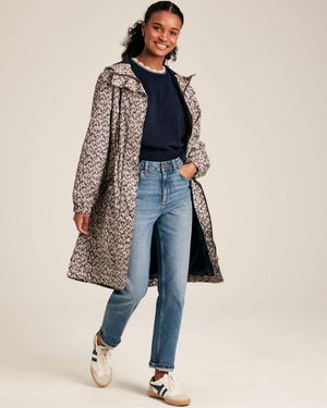 Joules Holkham Printed Packable Raincoat - Blue