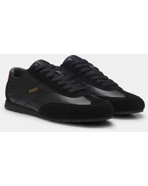 HUGO Lytton Suede-Paneled Trainers With A Retro Silhouette - Black