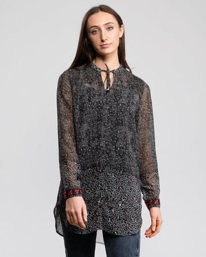 Great Plains Scatter Floral Neck Tie Shirt - Grey